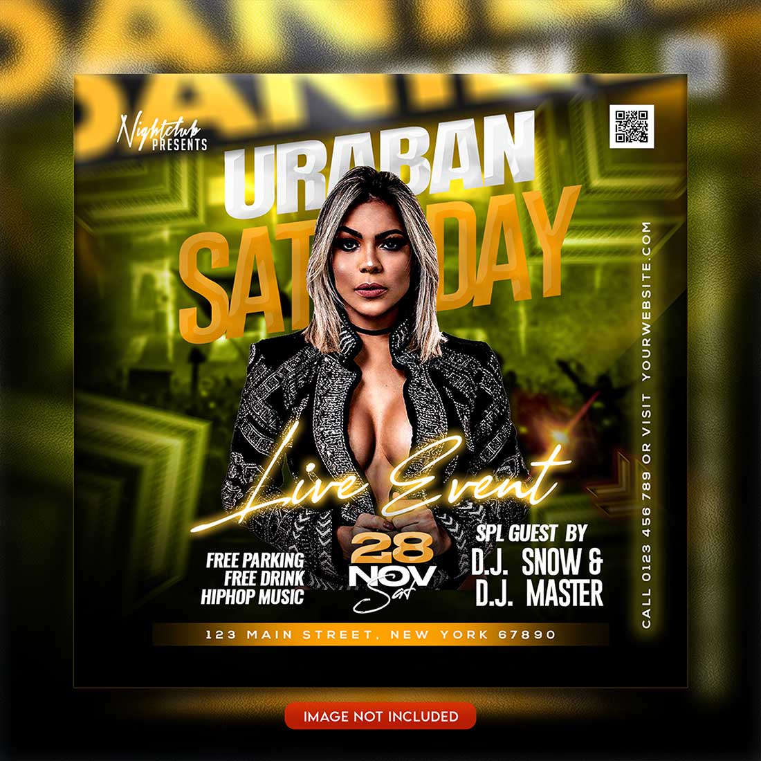 Premium Bundle Night dj party club flyer social media and Instagram post template preview image.