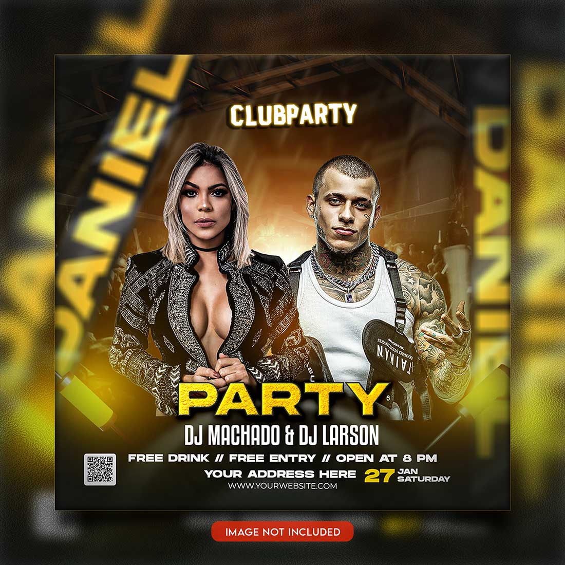 Premium Bundle Night dj party club flyer social media and Instagram post template preview image.