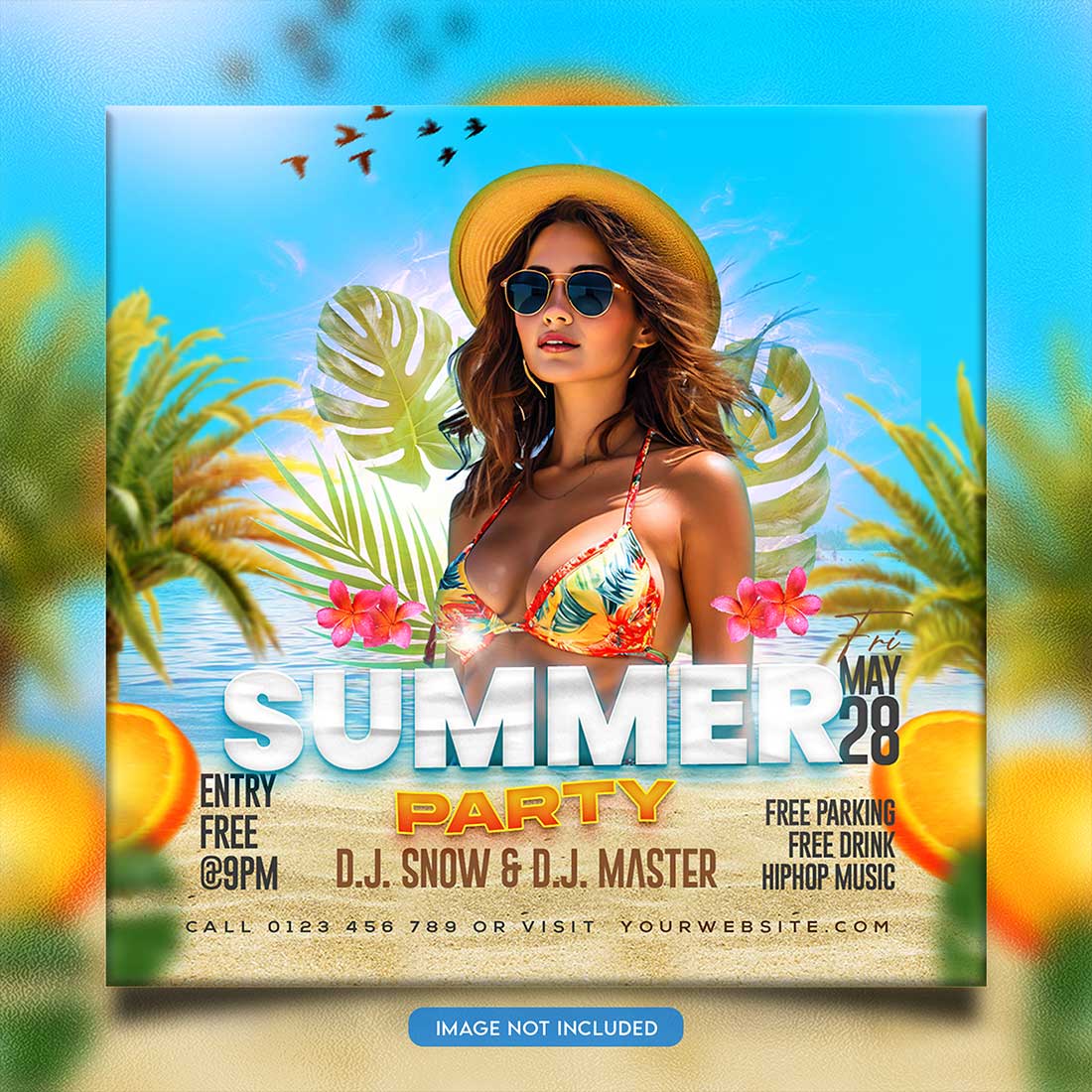 Premium Bundle Night dj party club flyer social media and Instagram post template preview image.