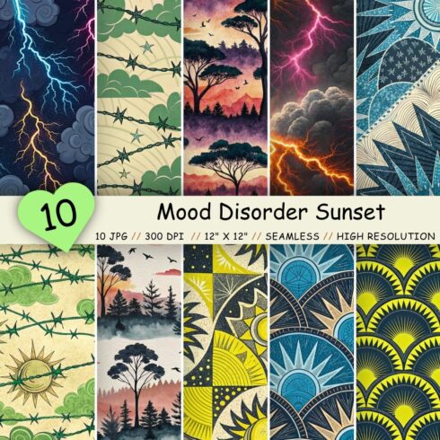 Mood Disorder Sunset Seamless Pattern – Chaotic Neon vs Stormy Grays cover image.