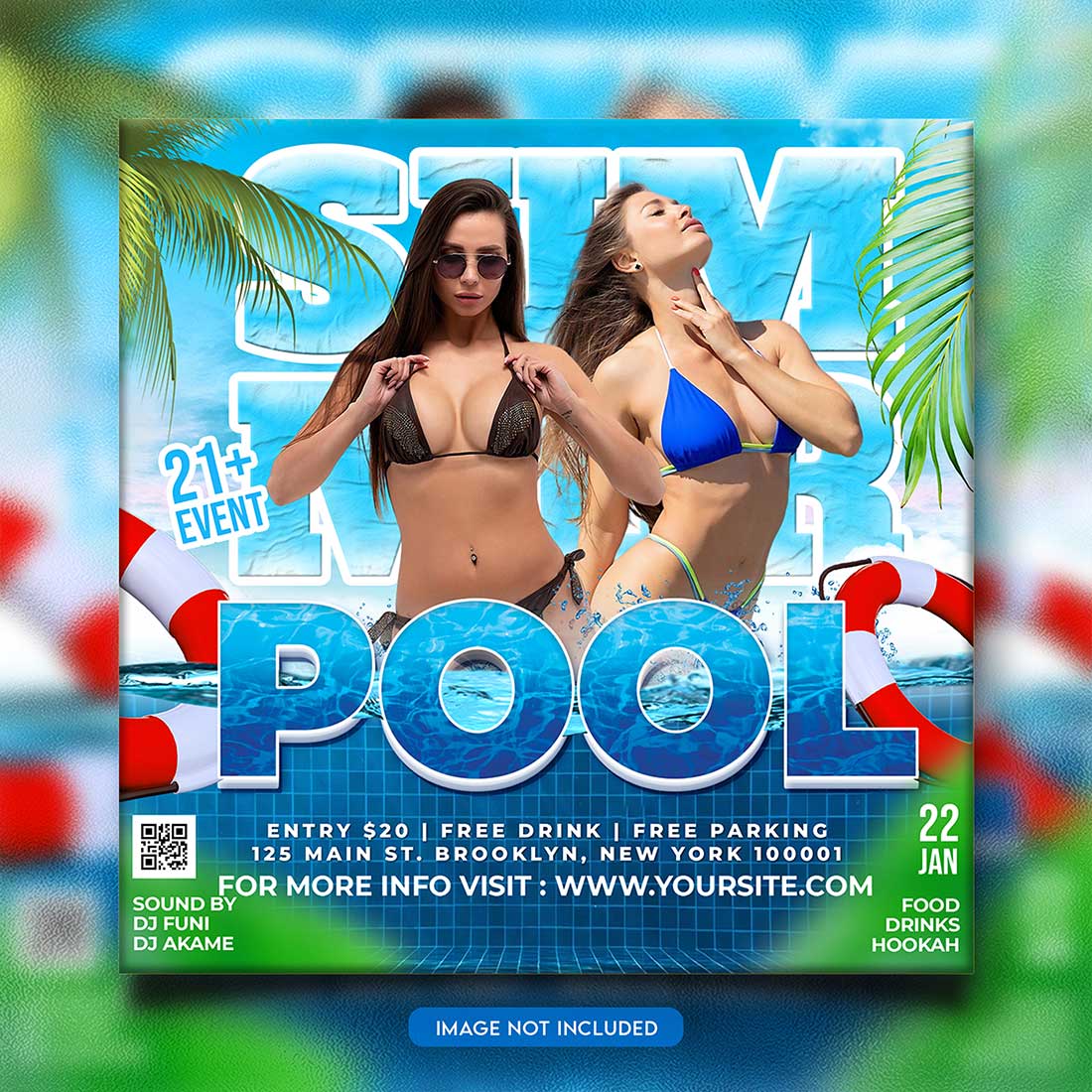 Premium Bundle Night dj party club flyer social media and Instagram post template preview image.