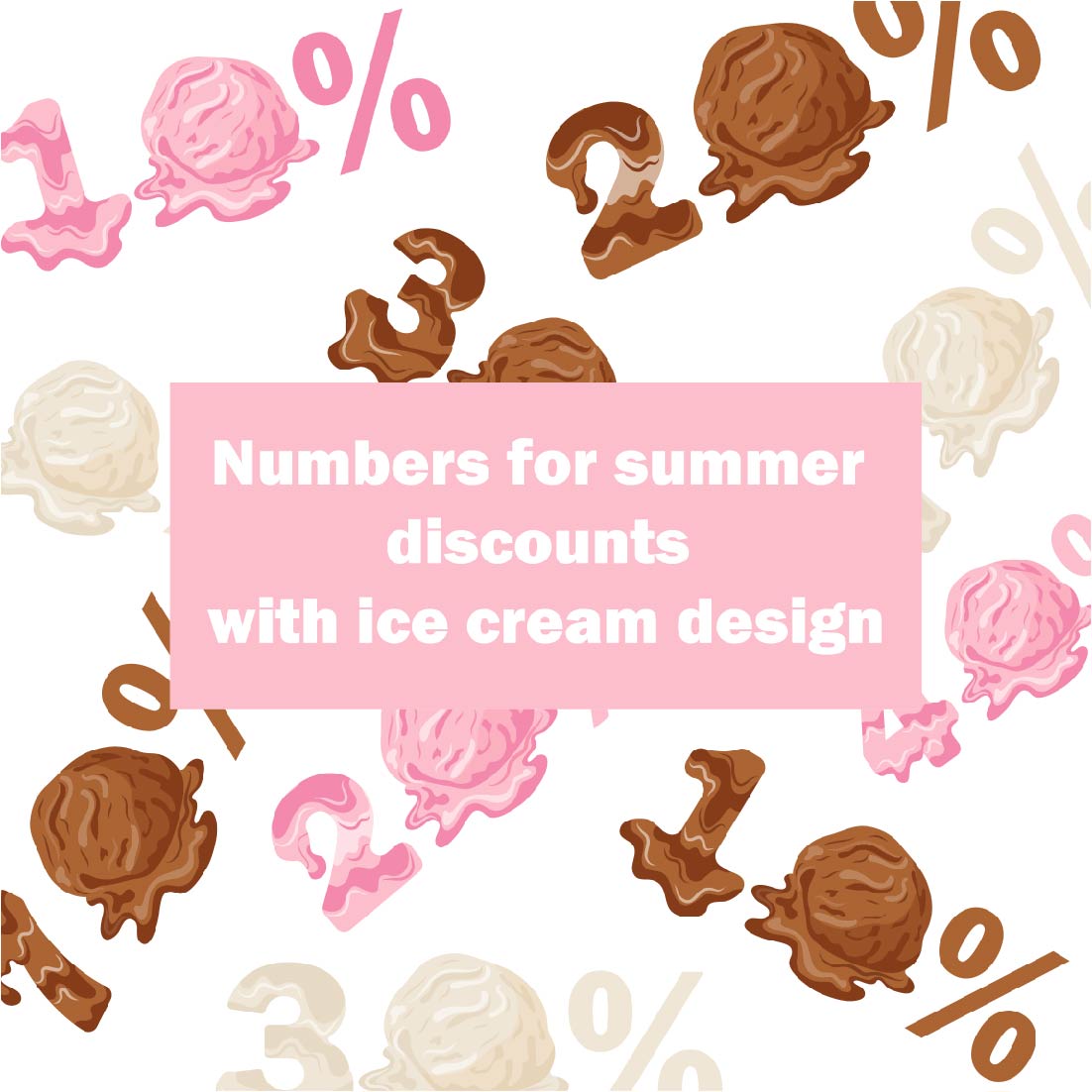 Numbers for summer discounts with ice cream design cover image.