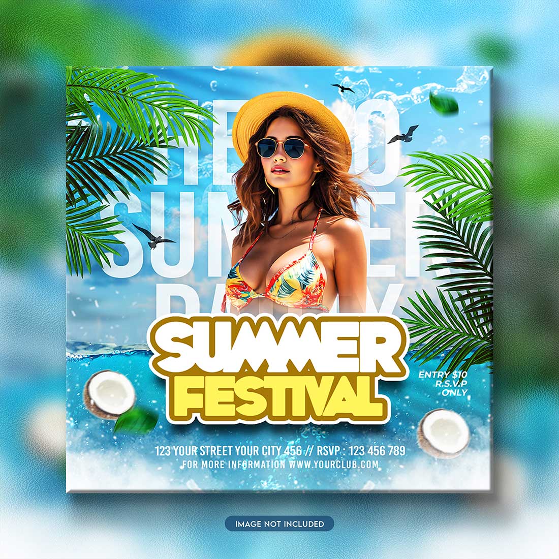 Premium Bundle Night dj party club flyer social media and Instagram post template preview image.