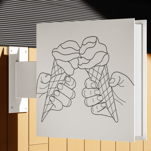 Line Art Ice Cream Vector Illustrations – Summer Minimalist Set of 4 cover image.