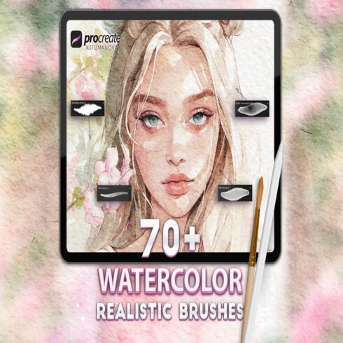 Realistic watercolor procreate brushes Watercolor paper cover image.