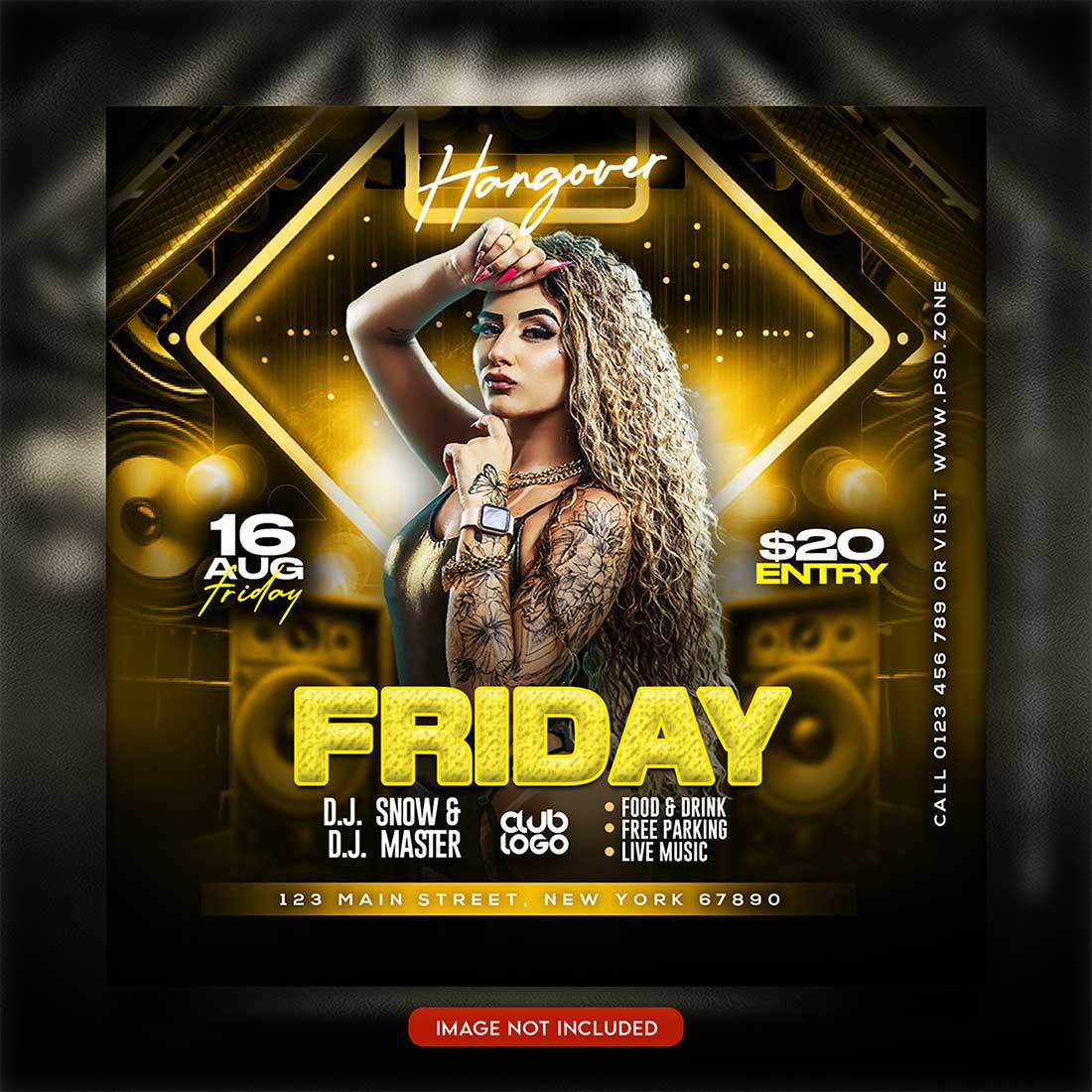 Premium Bundle Night dj party club flyer social media and Instagram post template preview image.