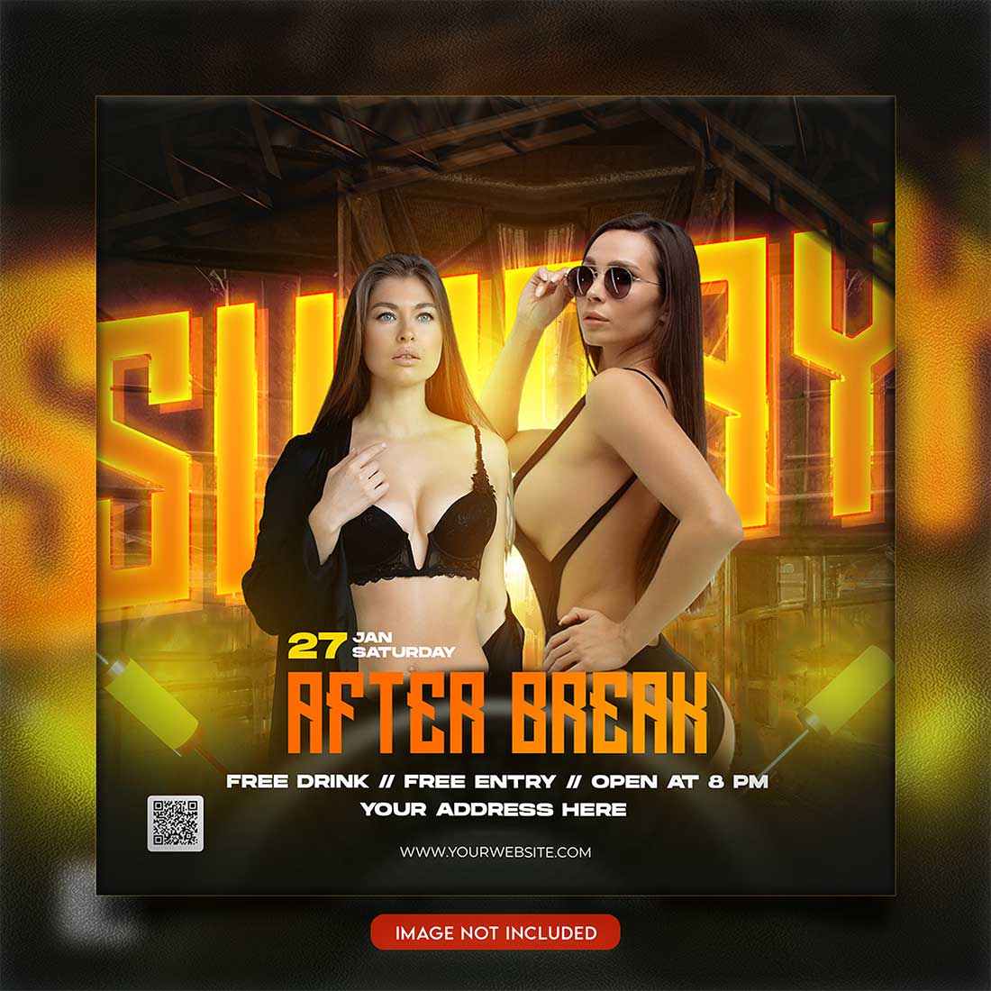 Premium Bundle Night dj party club flyer social media and Instagram post template preview image.
