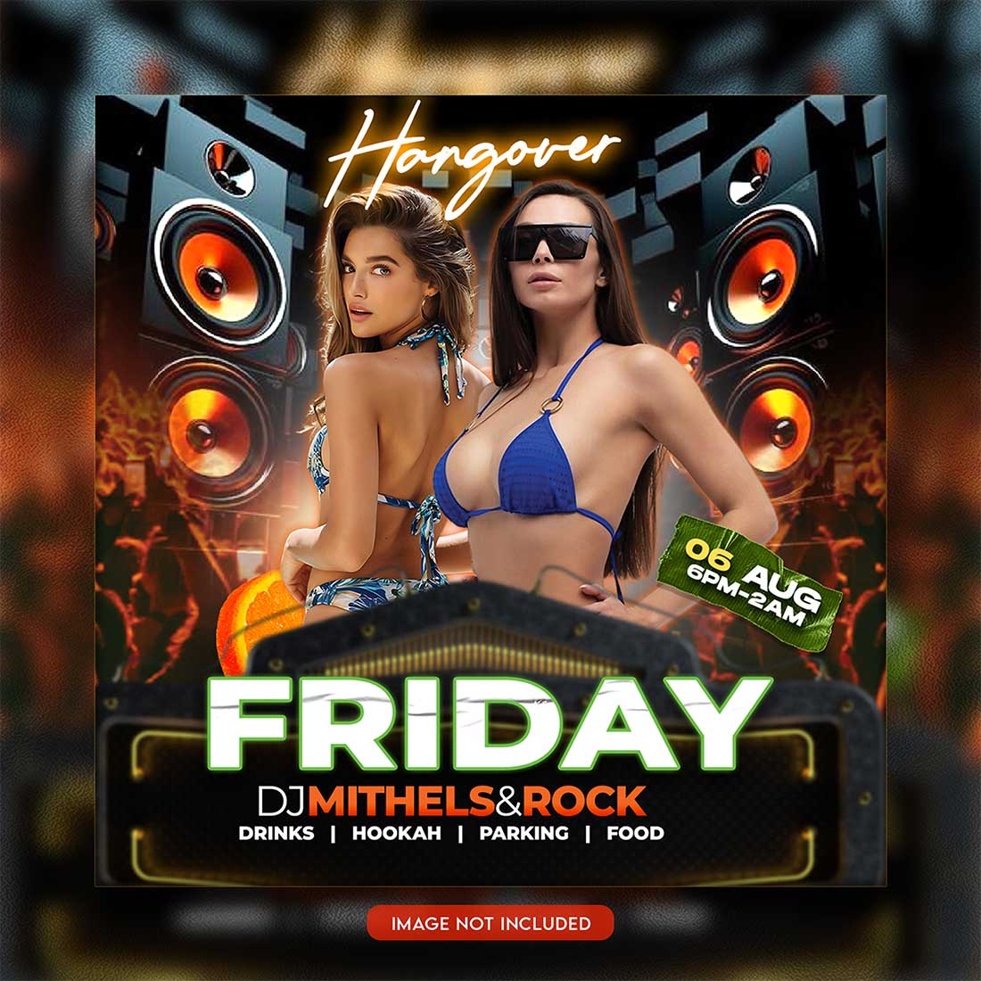 Premium Bundle Night dj party club flyer social media and Instagram post template preview image.