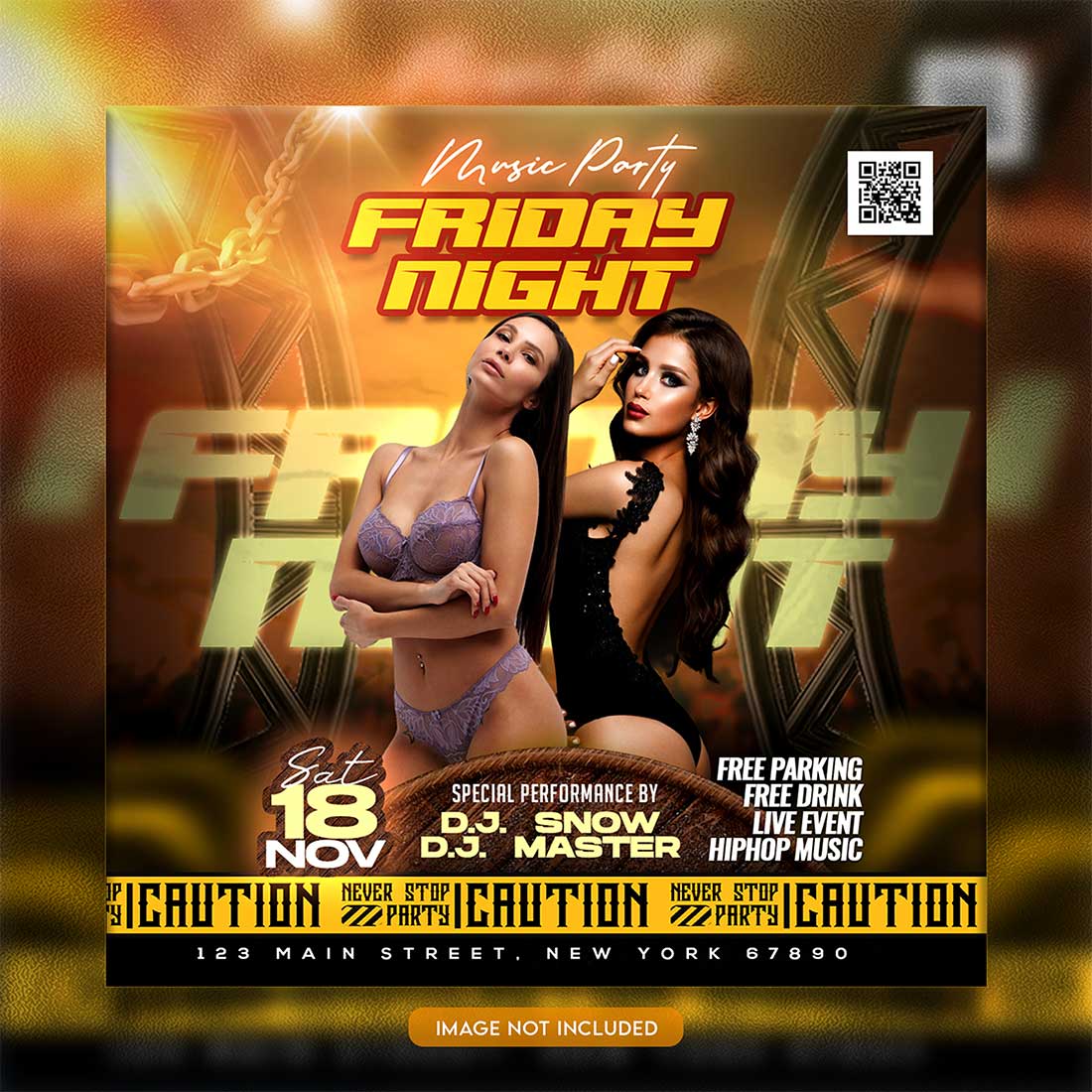 Premium Bundle Night dj party club flyer social media and Instagram post template preview image.