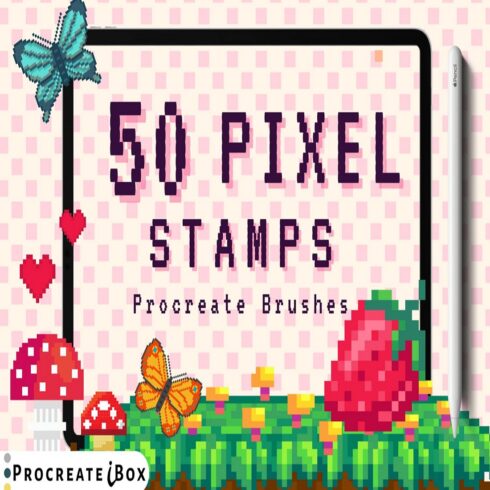 Procreate pixel stamps Pixel brushes Pixel doodle stamps cover image.
