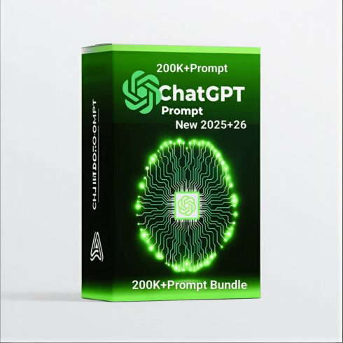 200K+ ChatGPT Prompt Library Resell Right Bundle New 2025-26 cover image.