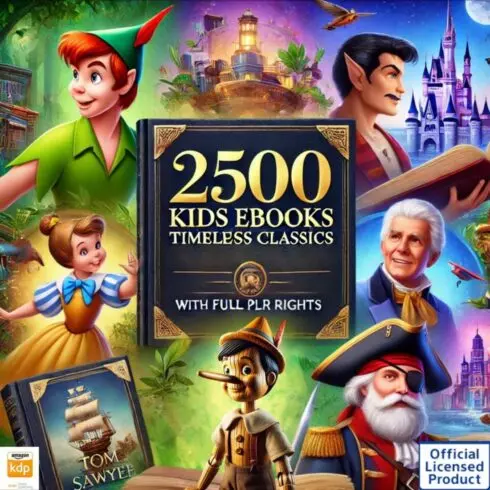 PLR Kids eBooks, Stories | Timeless Kids Classic Stories Bundle | MRR, | Mega Book Bundle Plus Digital Product cover image.