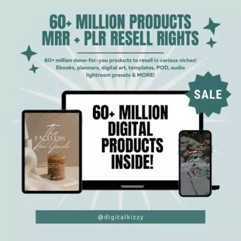 60+ Million Resell Digital Products Bundle Ideal for Passive Income, Master Resell Rights (MRR) (PLR) Digital cover image.