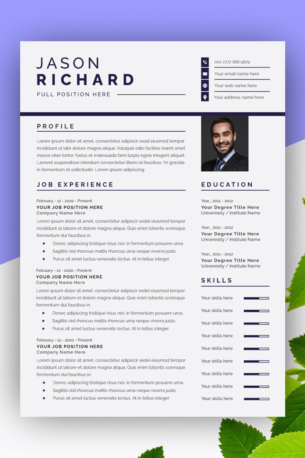 Grey Resume Layouts pinterest preview image.