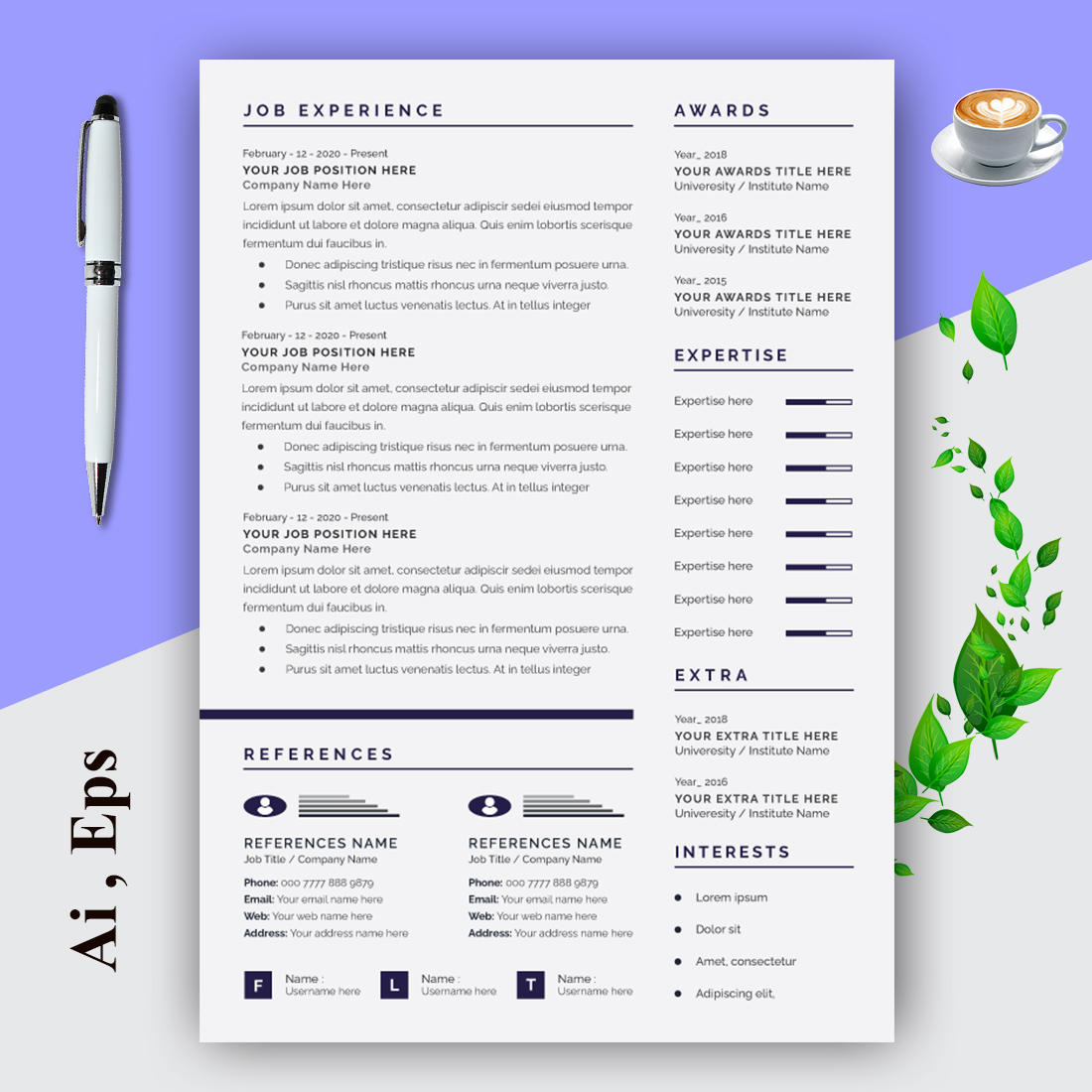 Grey Resume Layouts preview image.