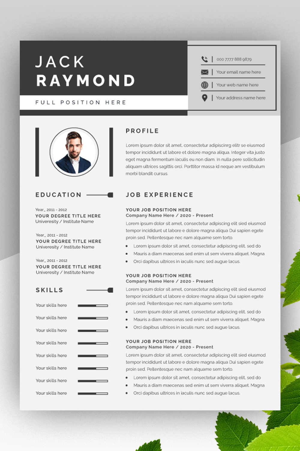 Professional Resume Layout pinterest preview image.