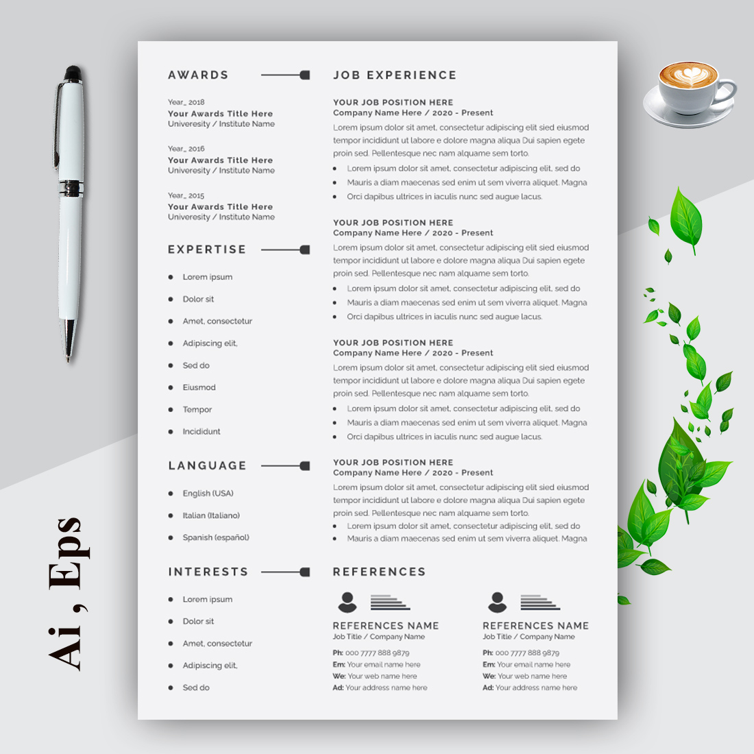 Professional Resume Layout preview image.