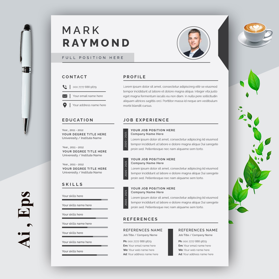 Clean and Professional Resume Layout cover image.