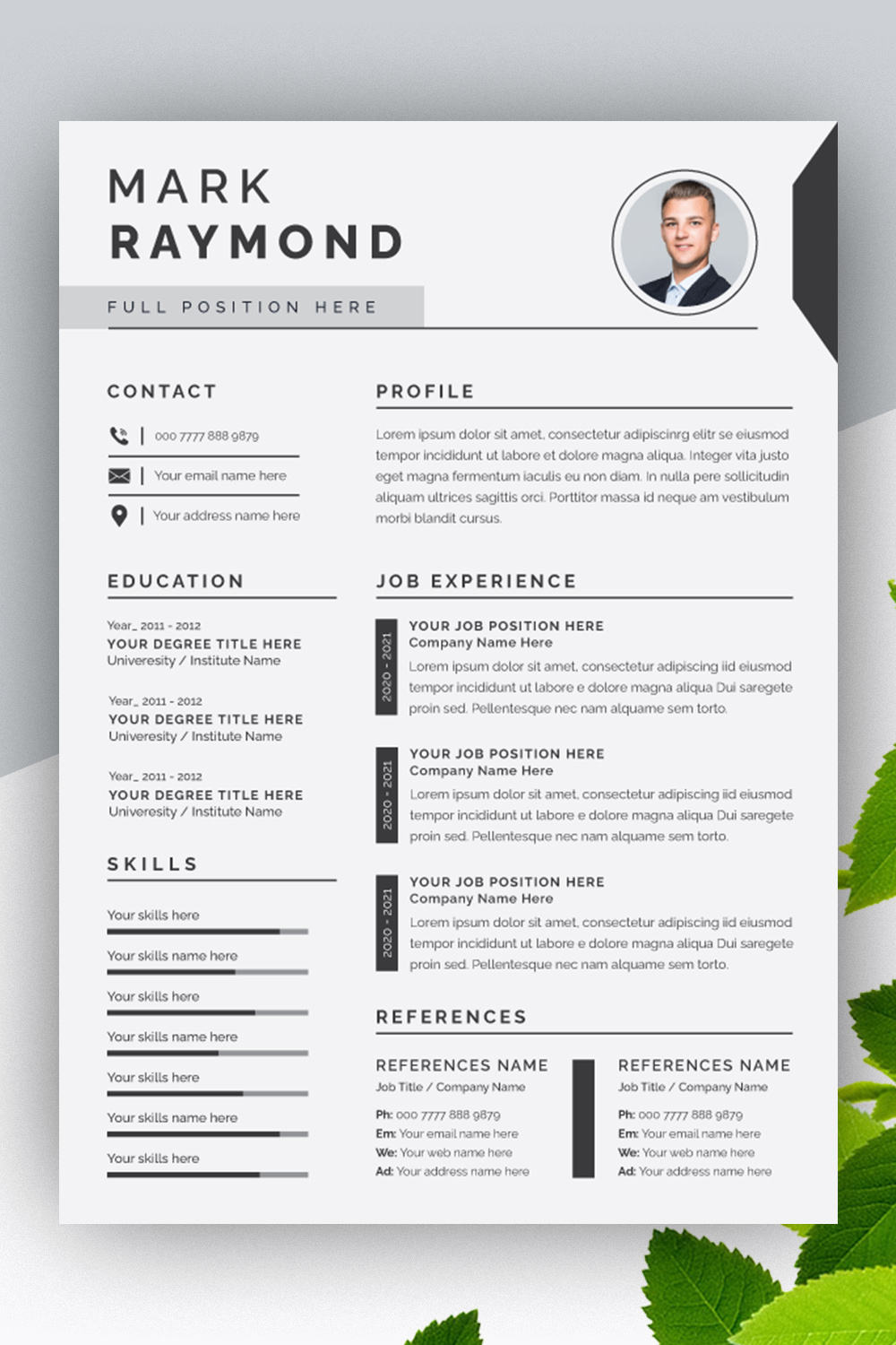 Clean and Professional Resume Layout pinterest preview image.