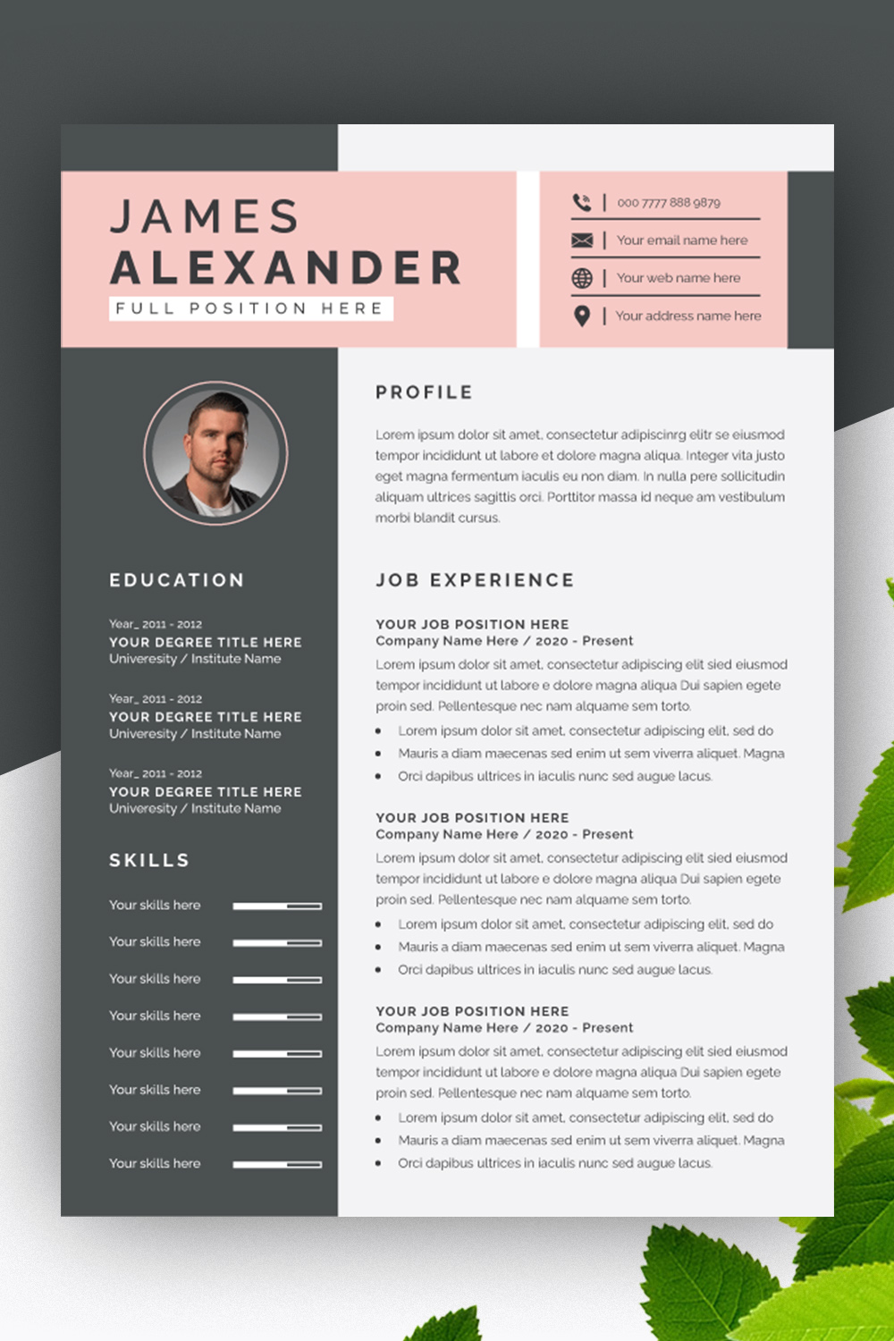Professional Resume and Cover Letter Layout pinterest preview image.