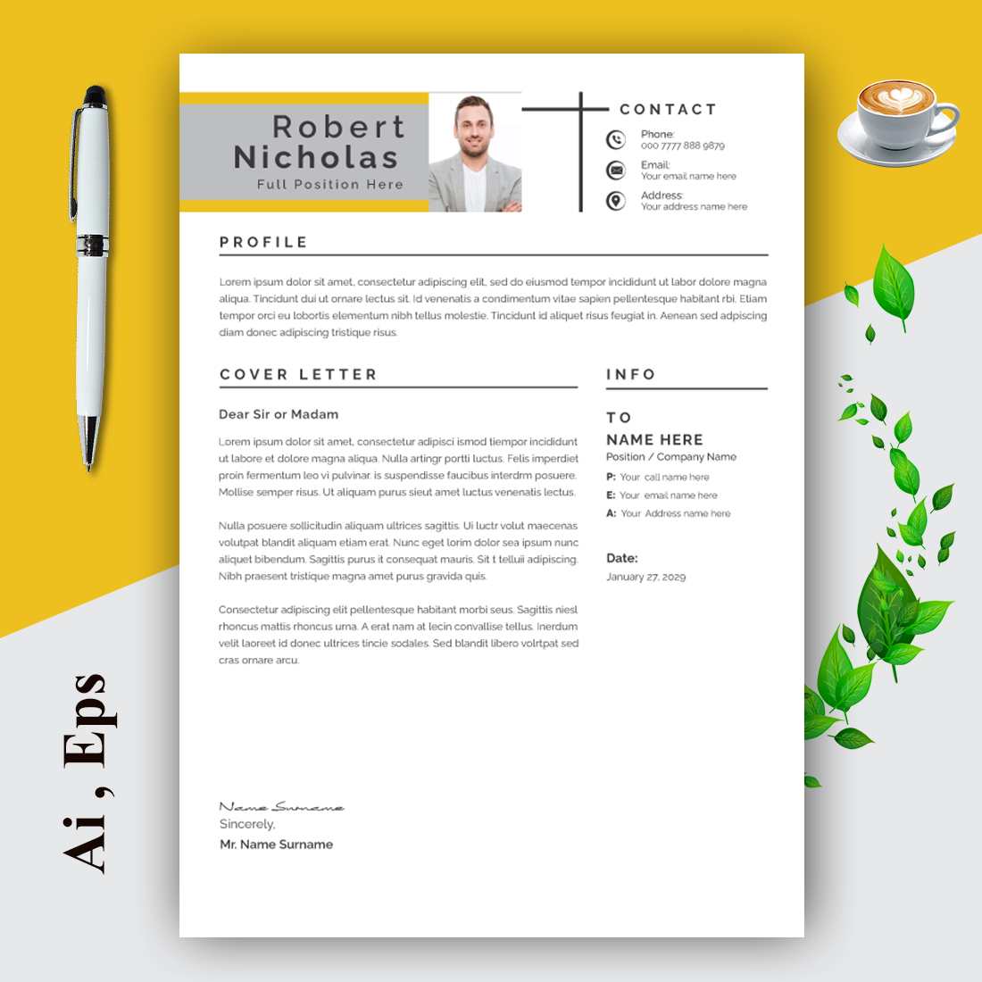 Creative Resume Layout preview image.