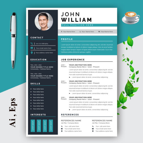 Resume Layout Set with Hex Accents cover image.