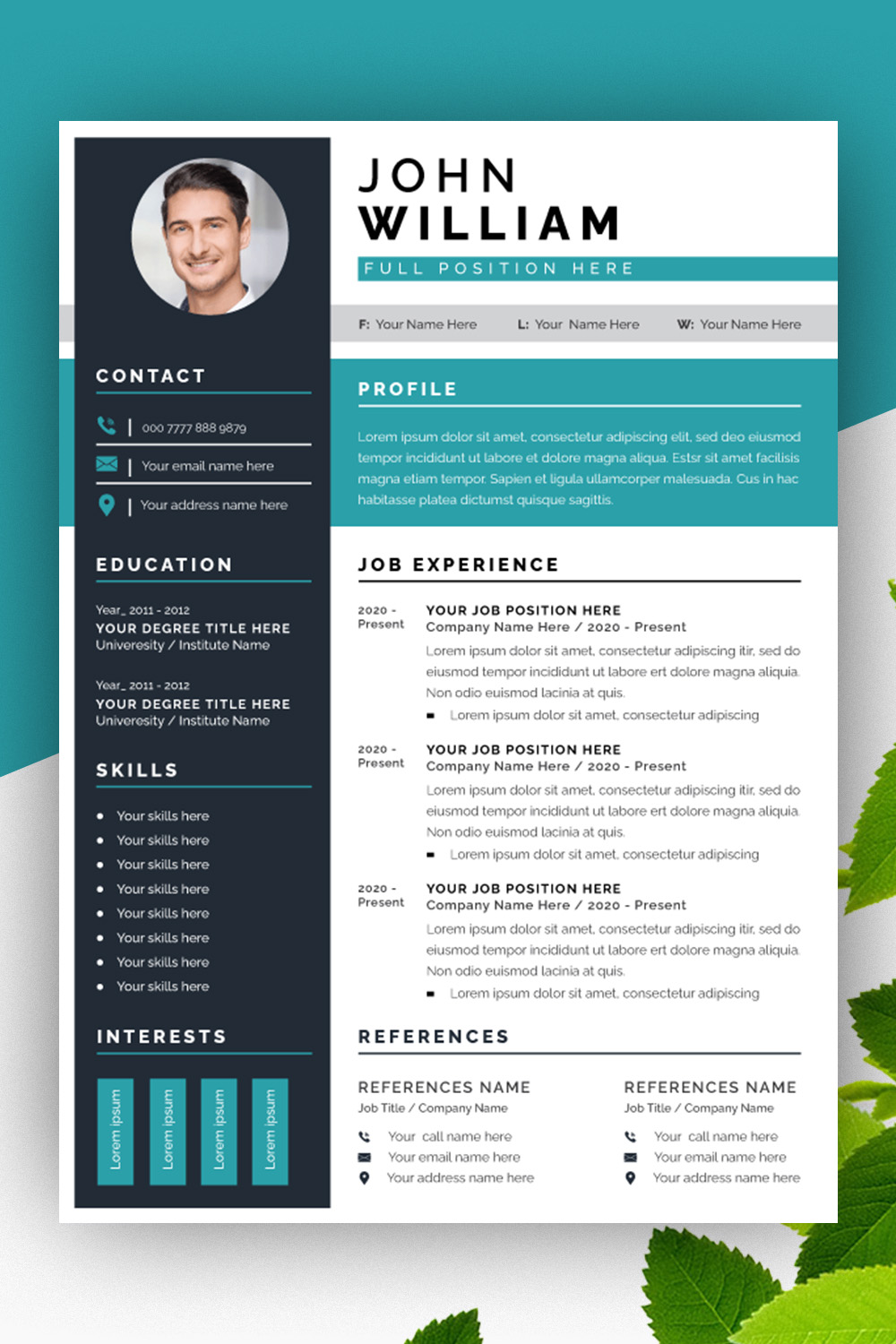 Resume Layout Set with Hex Accents pinterest preview image.