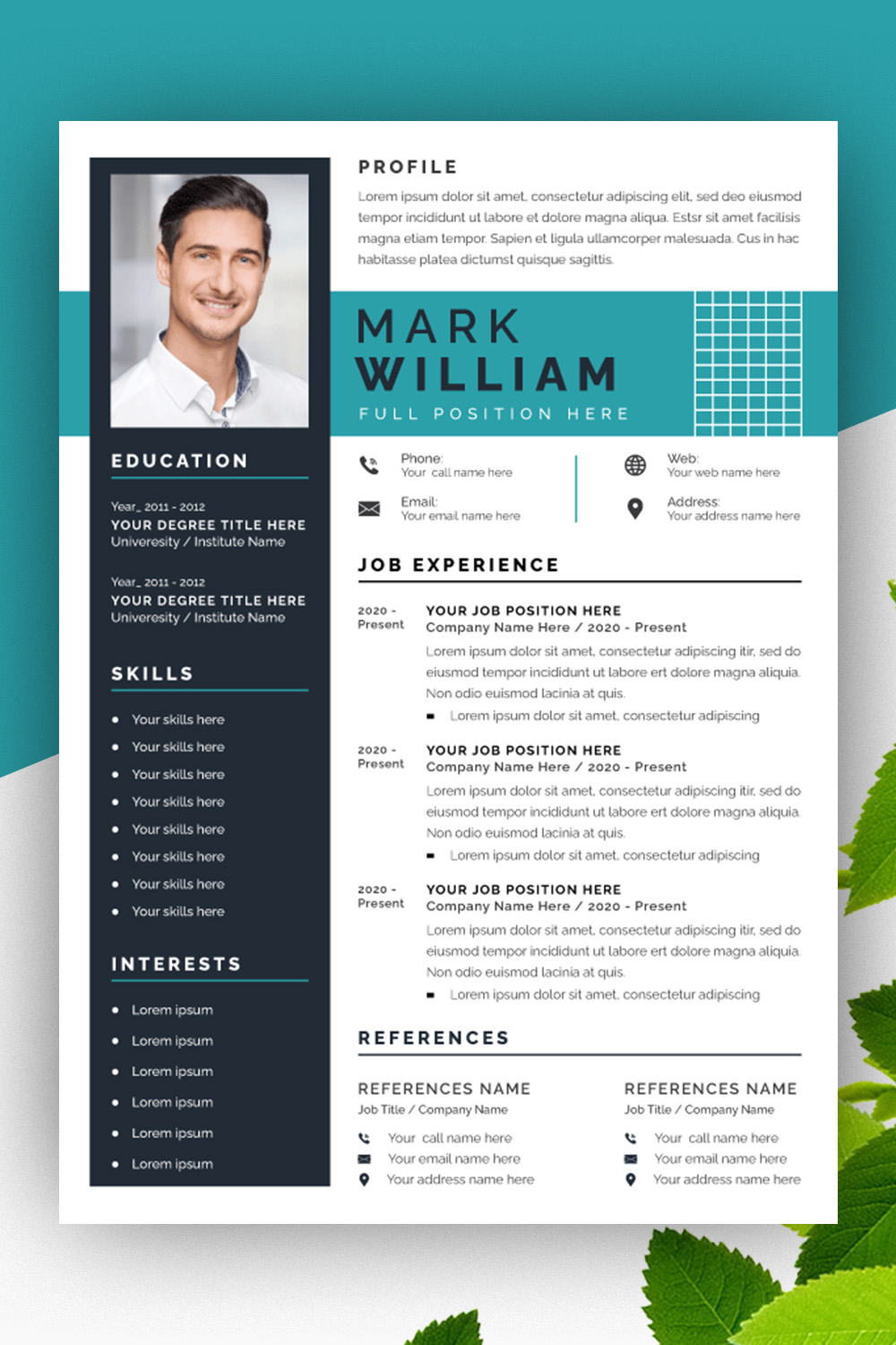 Clean Resume Layout Set pinterest preview image.