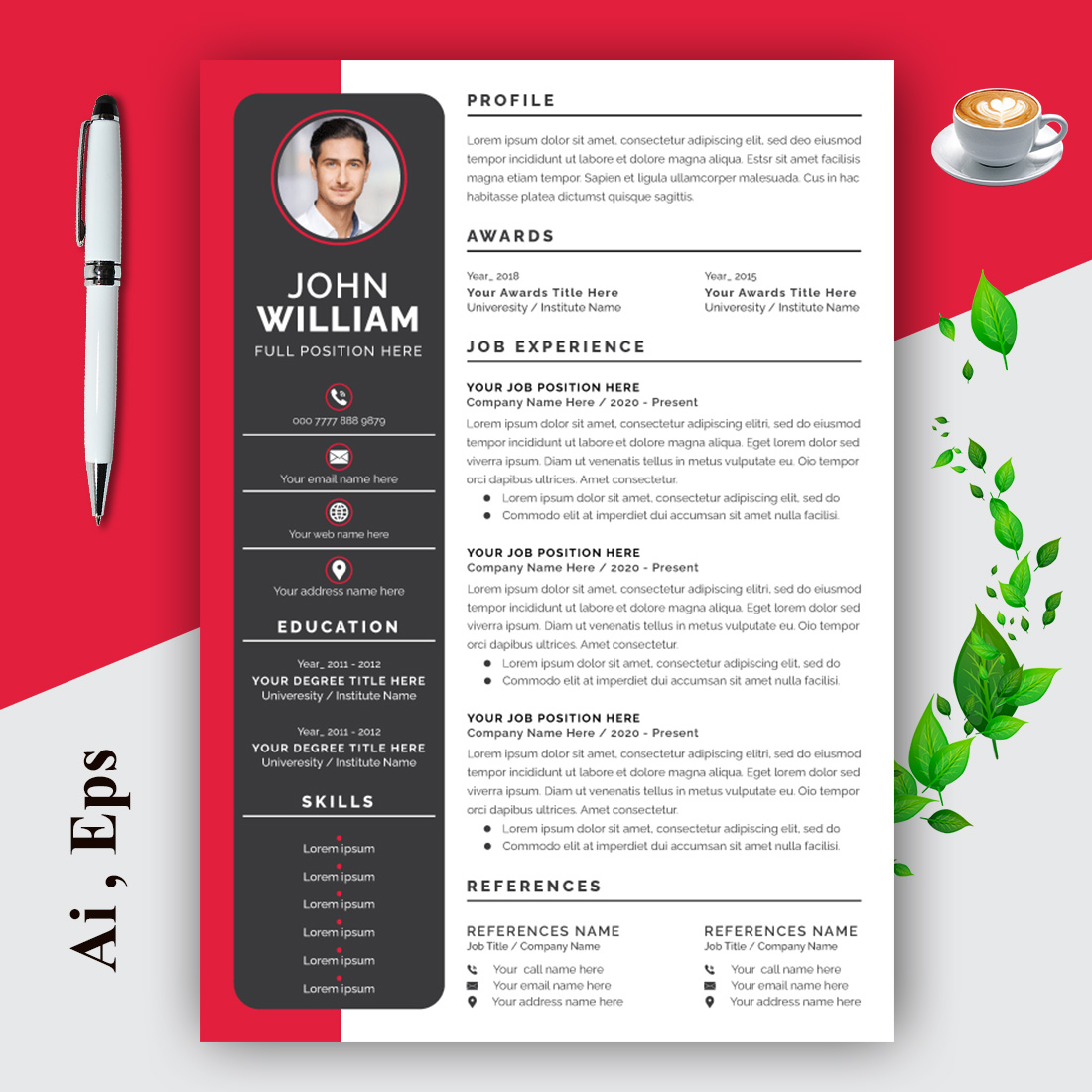 Clean Resume Layout with Cover Letter cover image.