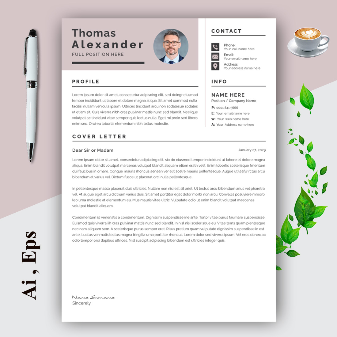 Clean and Professional Resume Layout preview image.