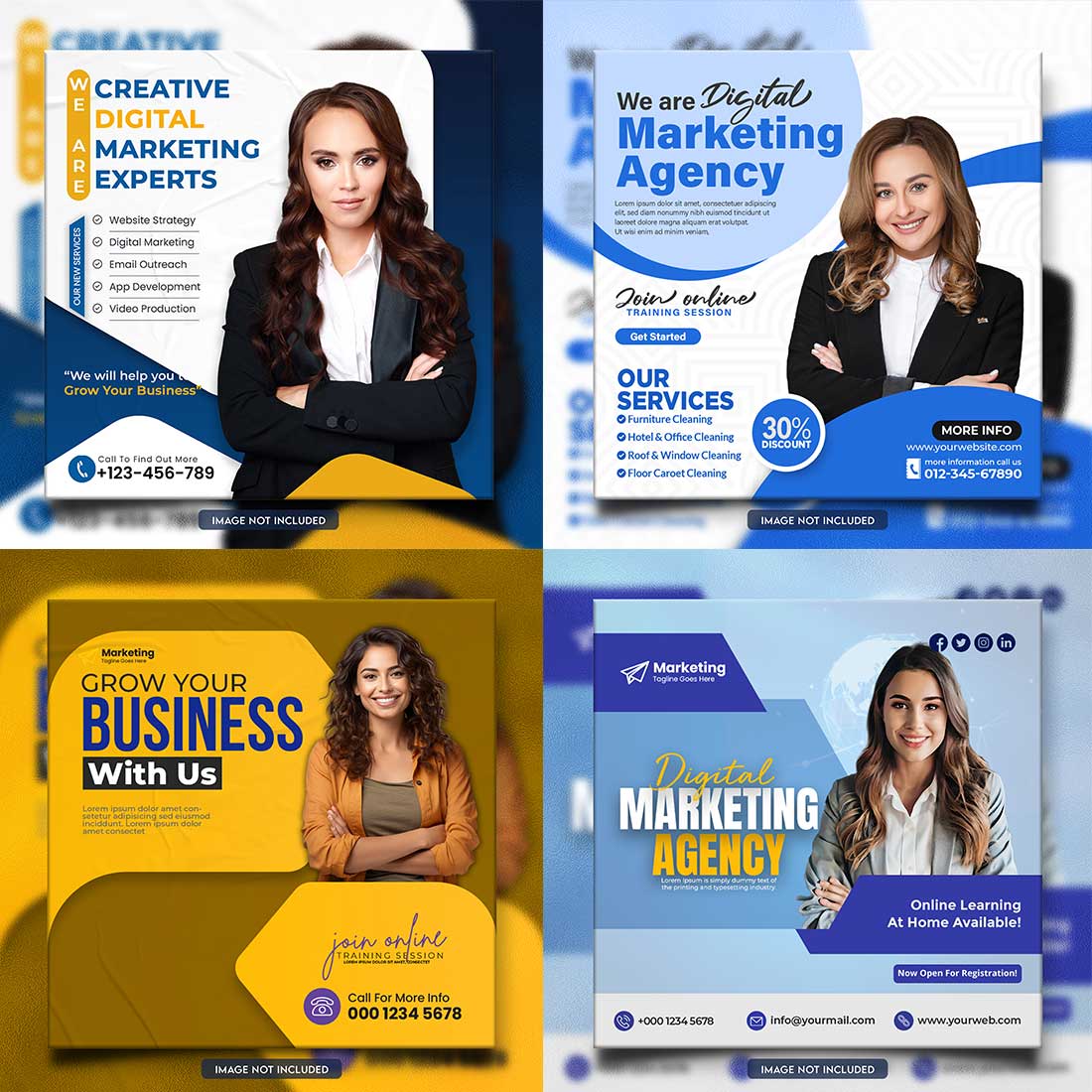 social media banner or post template bundles fully editable preview image.