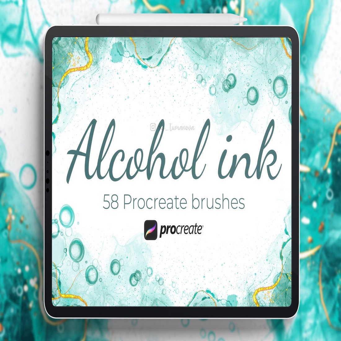 11 procreate alcohol ink brushes.dynamic ink glitter 540