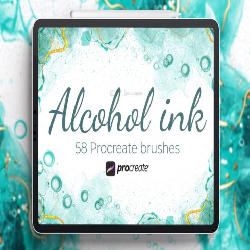 Procreate Alcohol Ink Brushes Dynamic ink, glitter cover image.