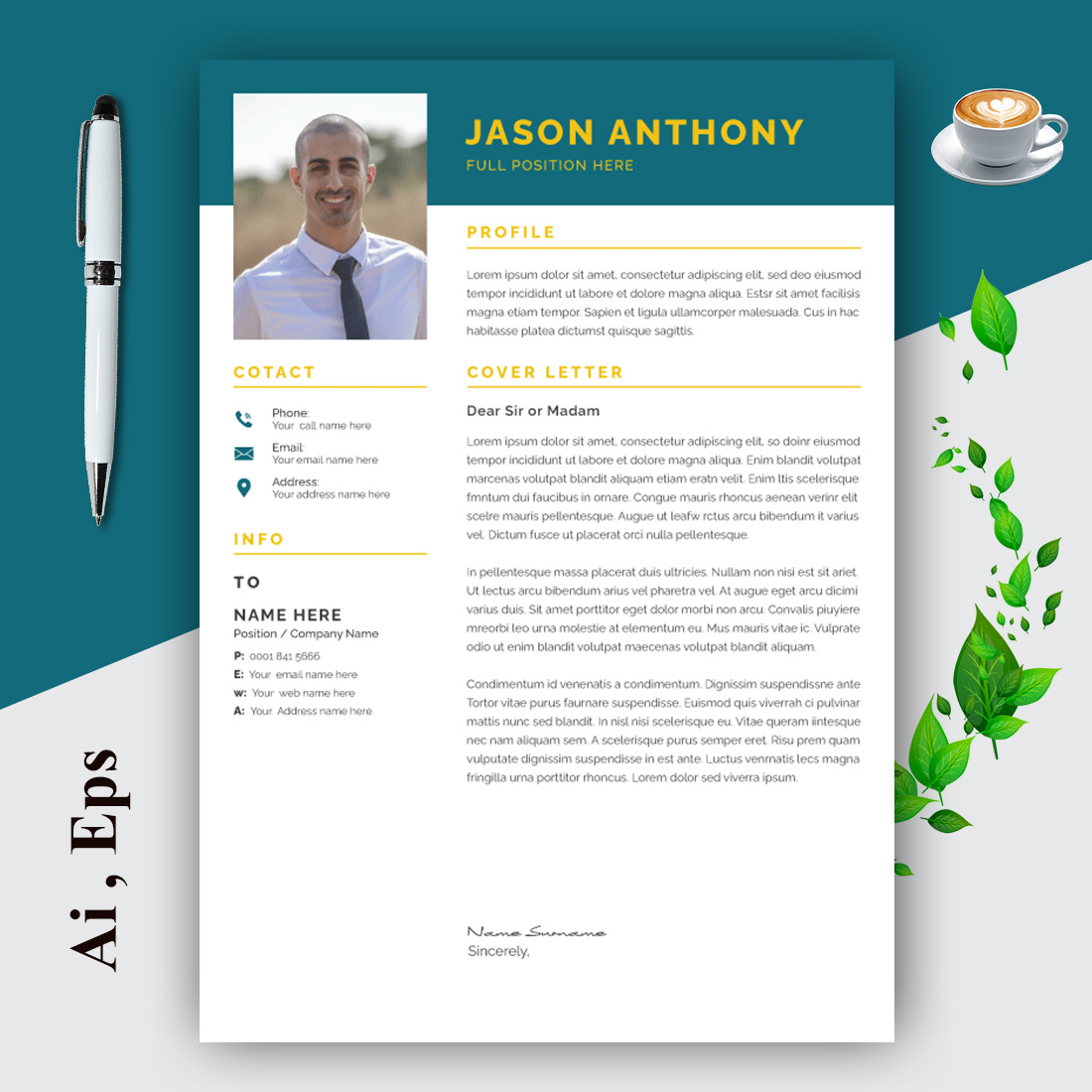 Resume Layout with Border preview image.