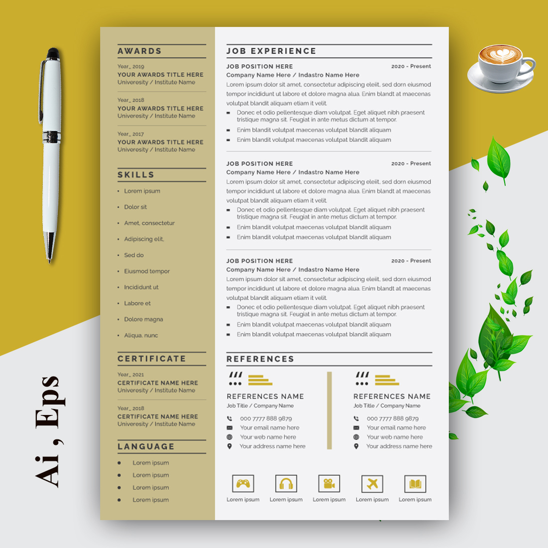 Professional Resume Layouts Set preview image.