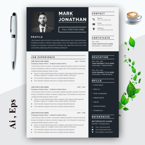 Resume Layout Minimalist Black and White cover image.