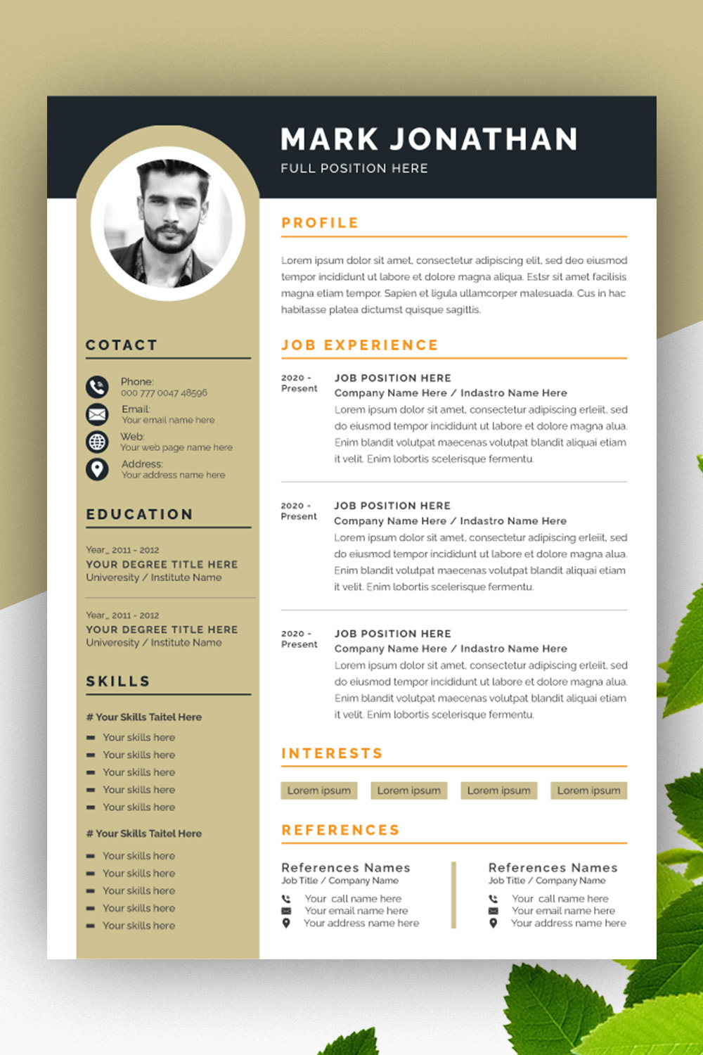 Clean and Professional Resume Layout Kit pinterest preview image.