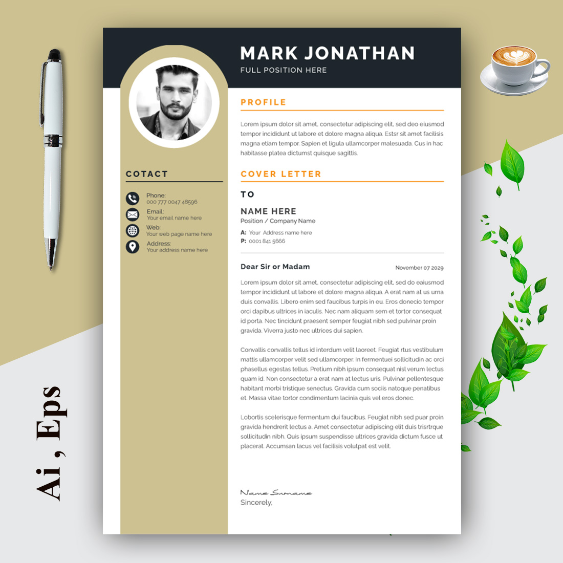 Clean and Professional Resume Layout Kit preview image.