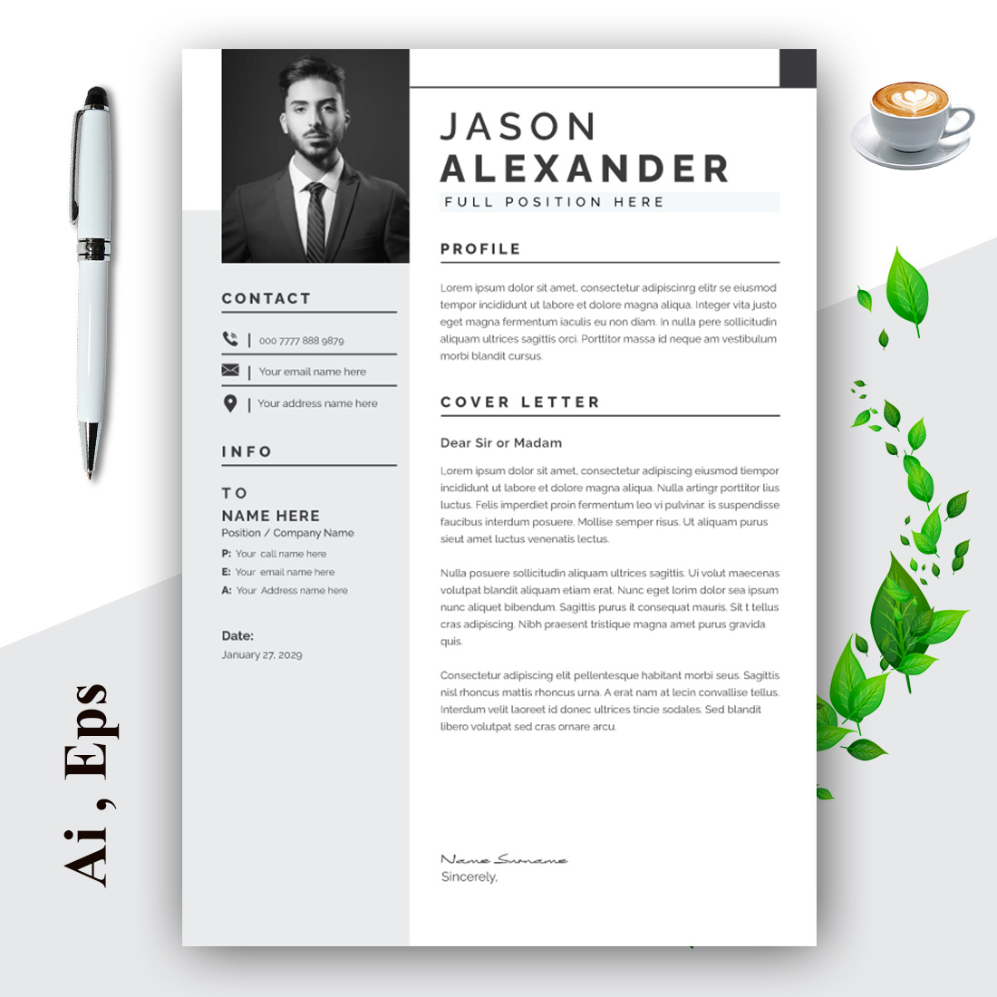 Resume and Cover Letter Layout preview image.