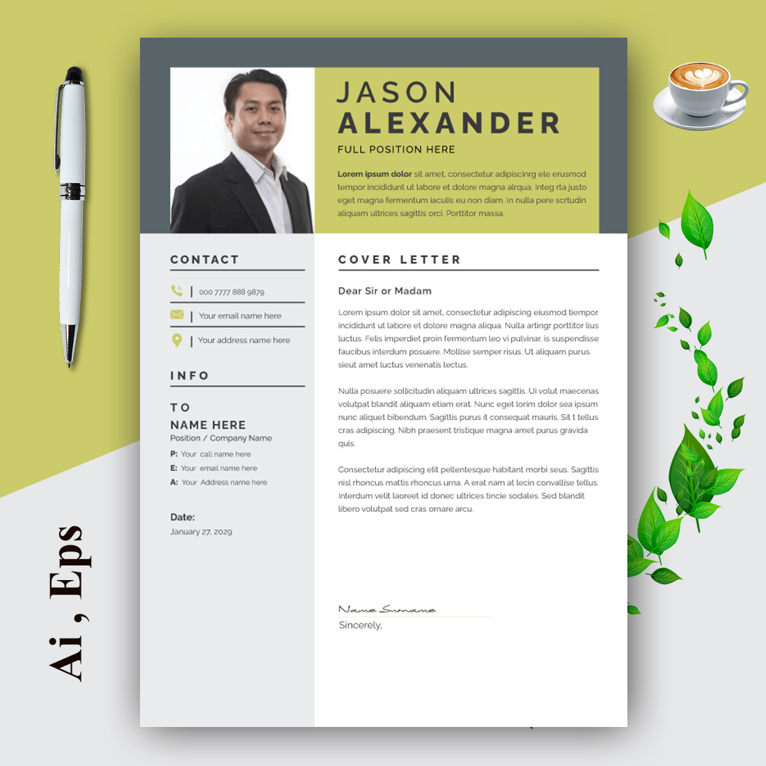 Resume Layout for Professional Designer preview image.