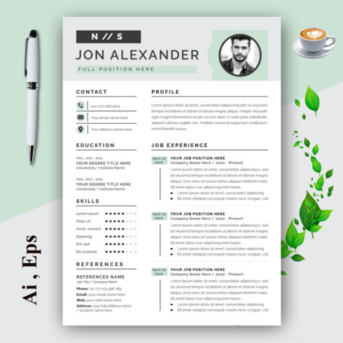 Green Resume Layout cover image.
