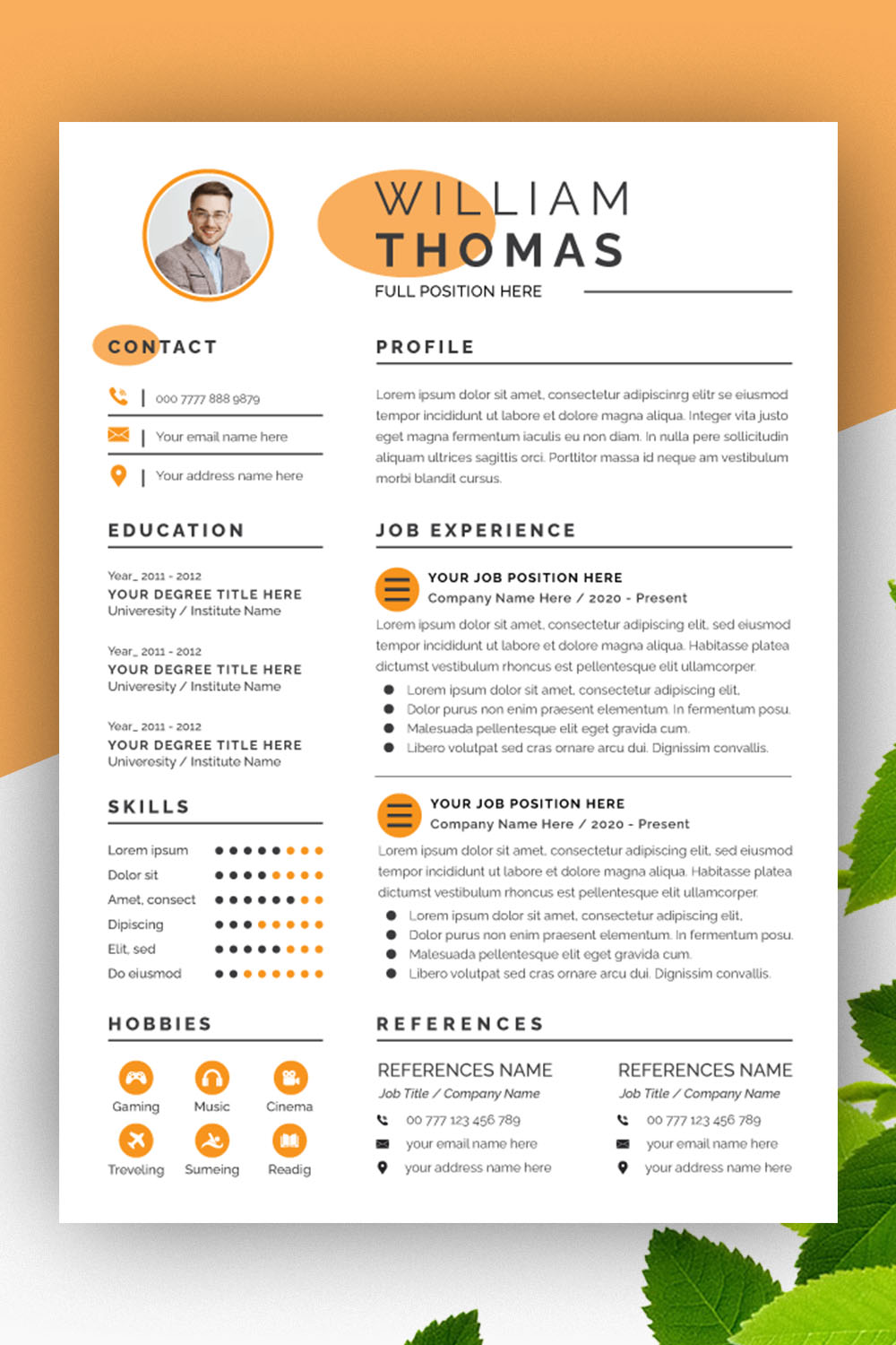 Professional Resume Layout Set pinterest preview image.