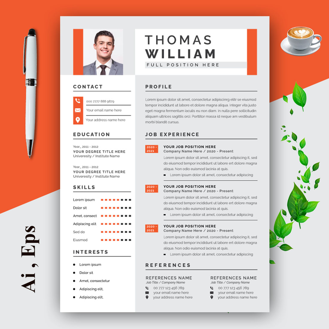 Modern Resume Template Layout cover image.