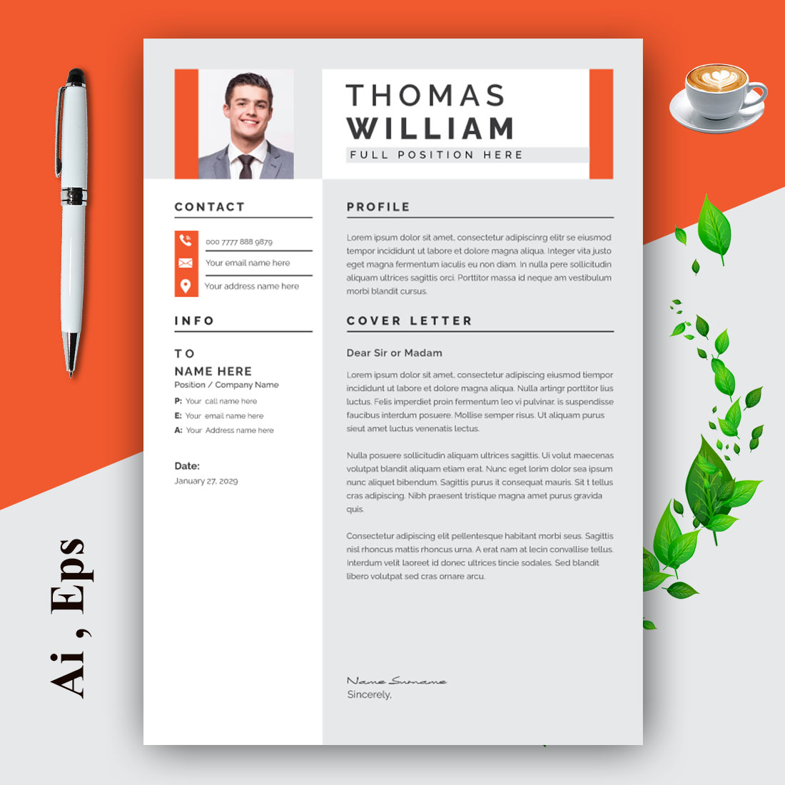 Modern Resume Template Layout preview image.
