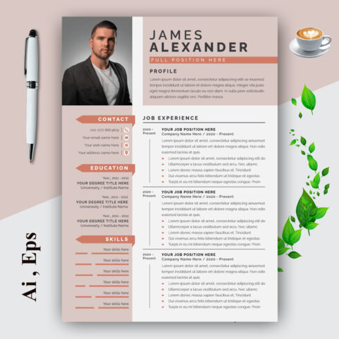 Resume and Cover Letter Layout Pink Elements cover image.
