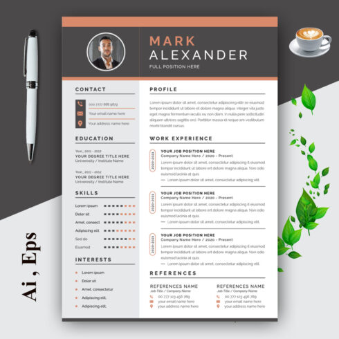 Resume Layout Set with Black Header cover image.