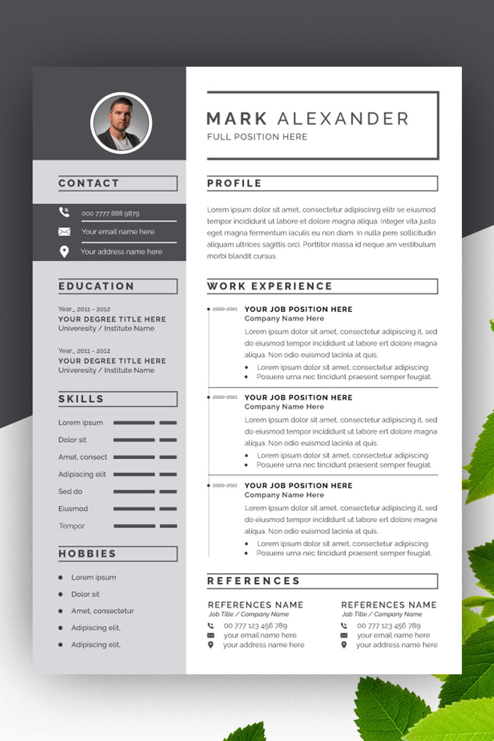 Resume and Cover Letter Layout pinterest preview image.