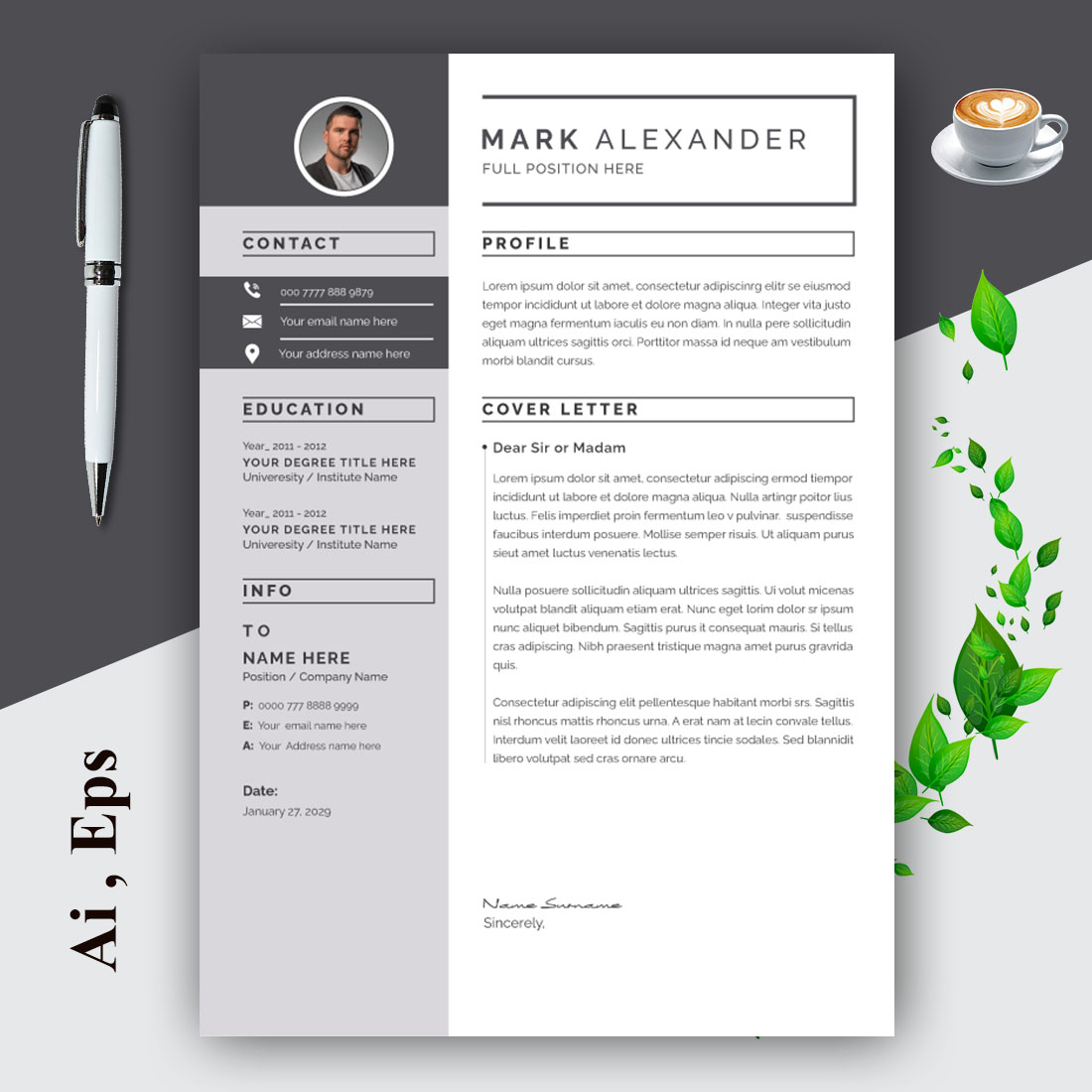 Resume and Cover Letter Layout preview image.