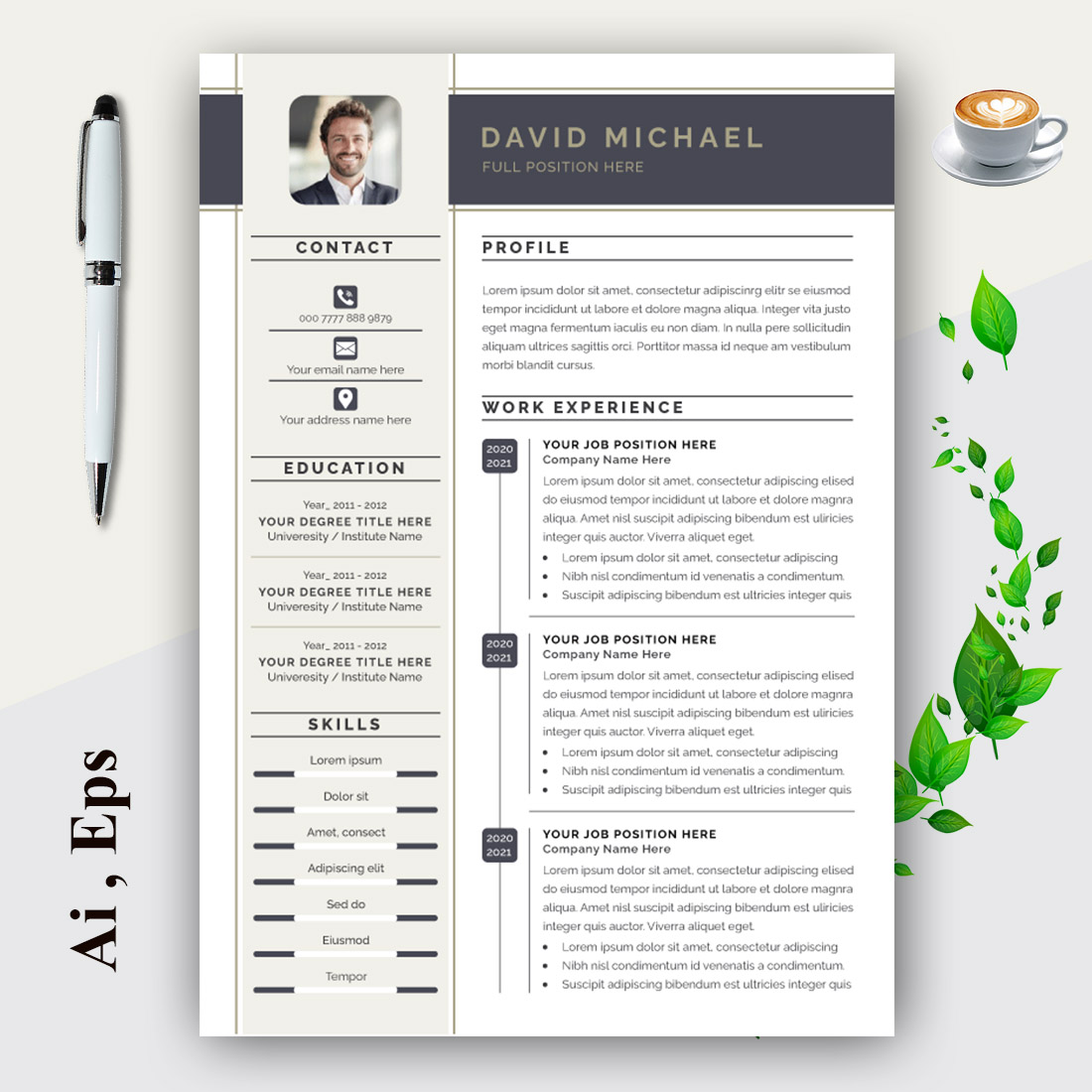 Black and White Minimalist Creative Resume Layout cover image.