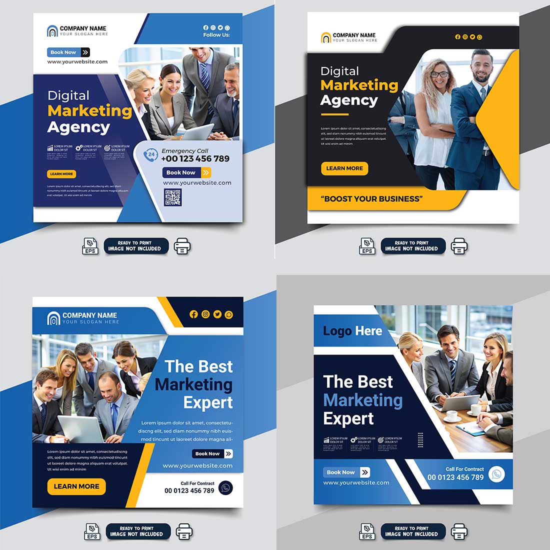 social media banner or post template bundles fully editable preview image.